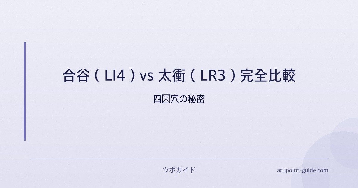合谷（LI4）vs 太衝（LR3）完全比較 — 四関穴の秘密