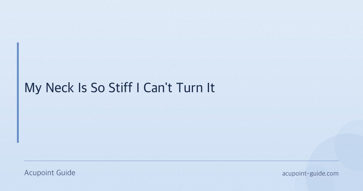 My Neck Is So Stiff I Can’t Turn It