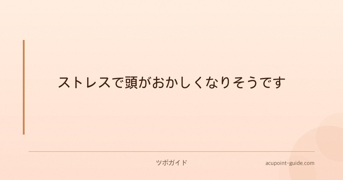 ストレスで頭がおかしくなりそうです